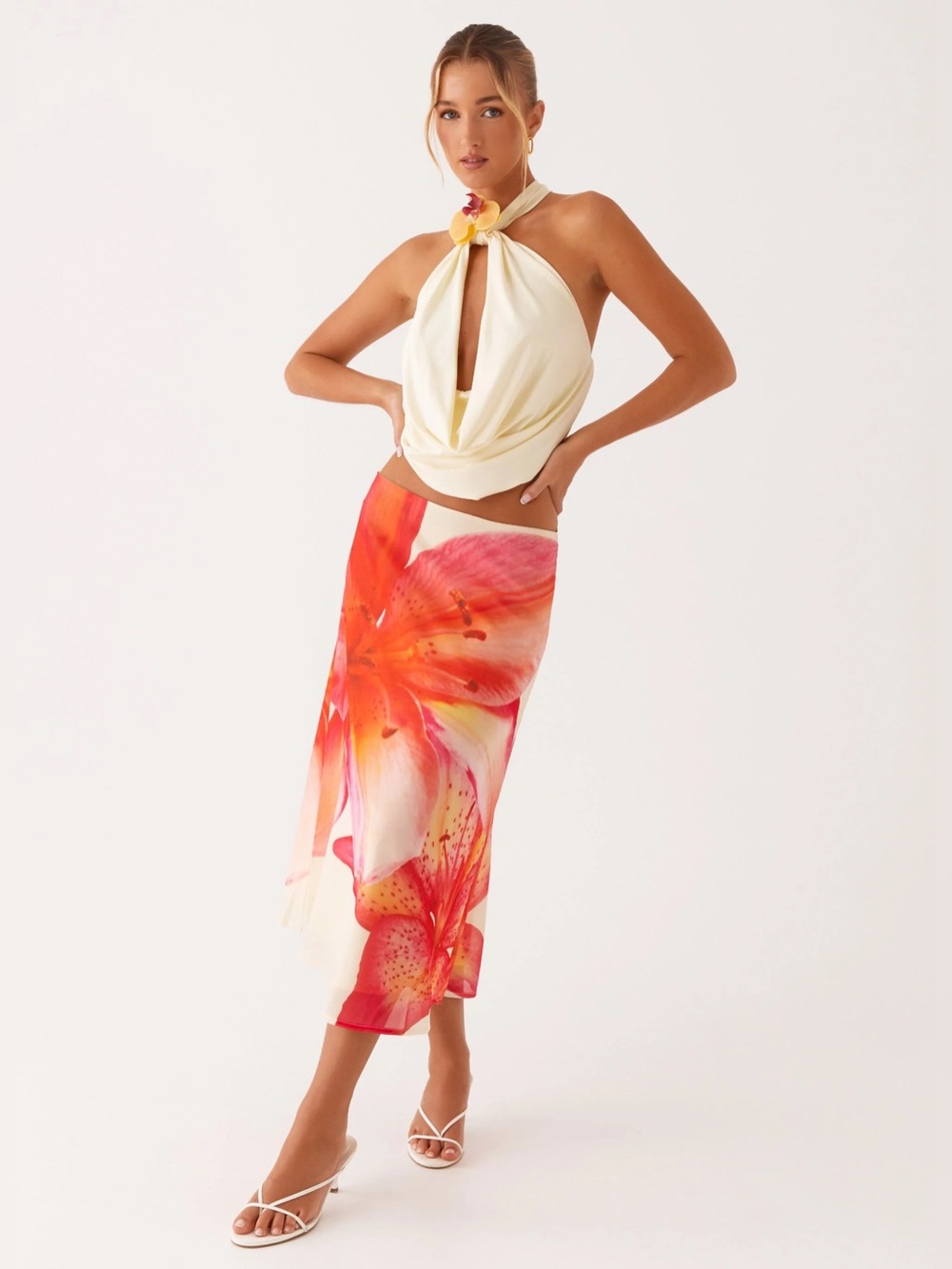 Peppermayo Summertime Midi Skirt - Yellow Floral